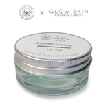 Glow Betta Body Clay Face mask in jar with white background with logos Glow Skin Enhancement X BETTA Life Products above it