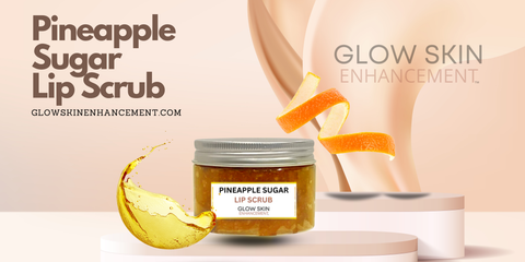 Pineapple sugar lip scrub with a jar and orange slices on a light background